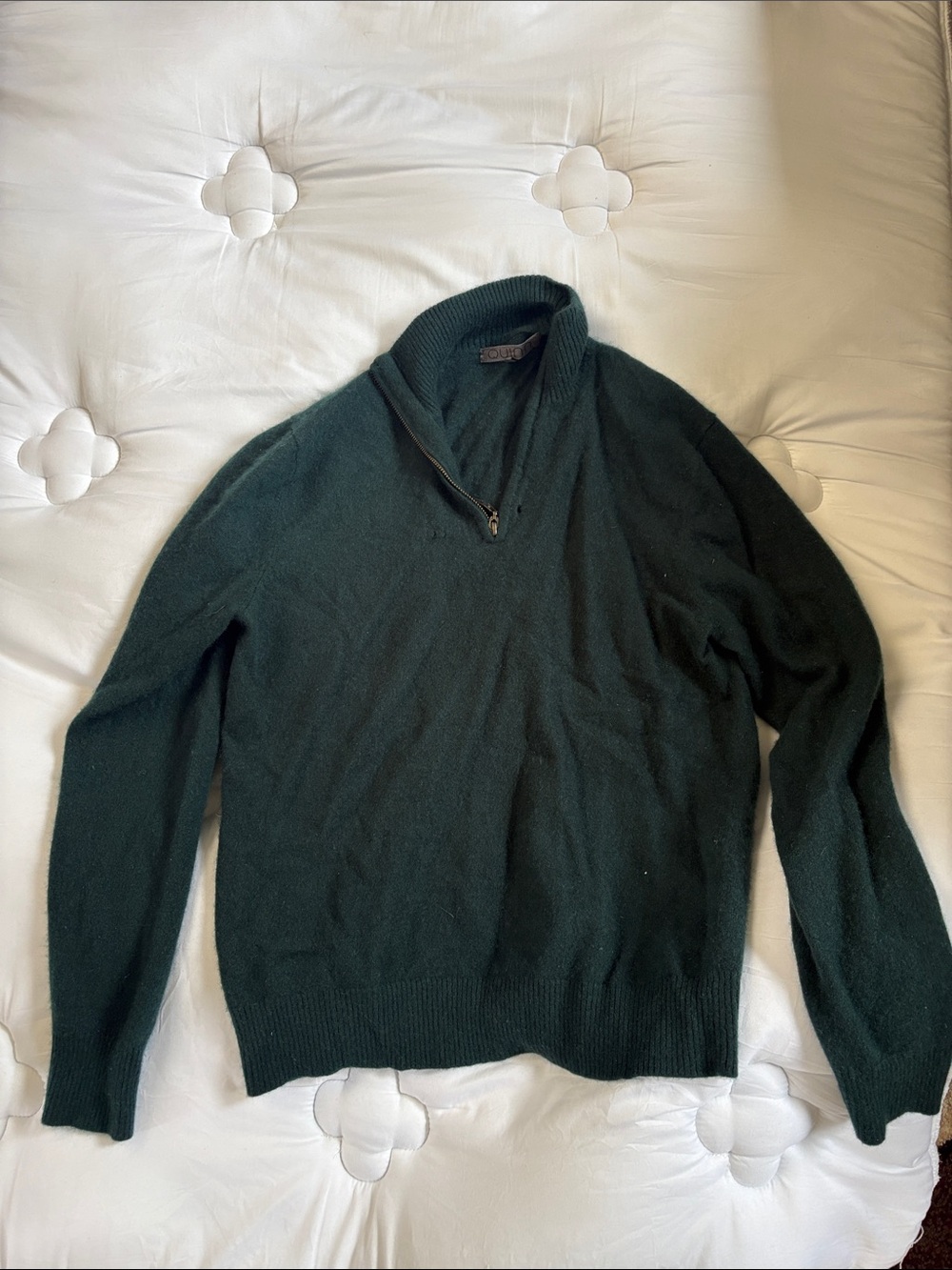 Quinn Dark Green Zip-Neck Sweater